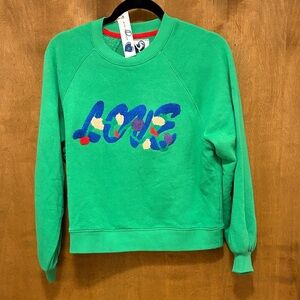 542. Just Madison Green "LOVE" Embroidered Crewneck Sweatshirt